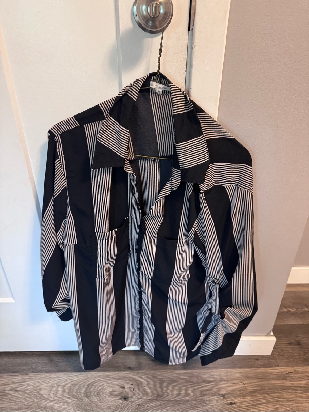 Women’s Black & White Striped Button-Up